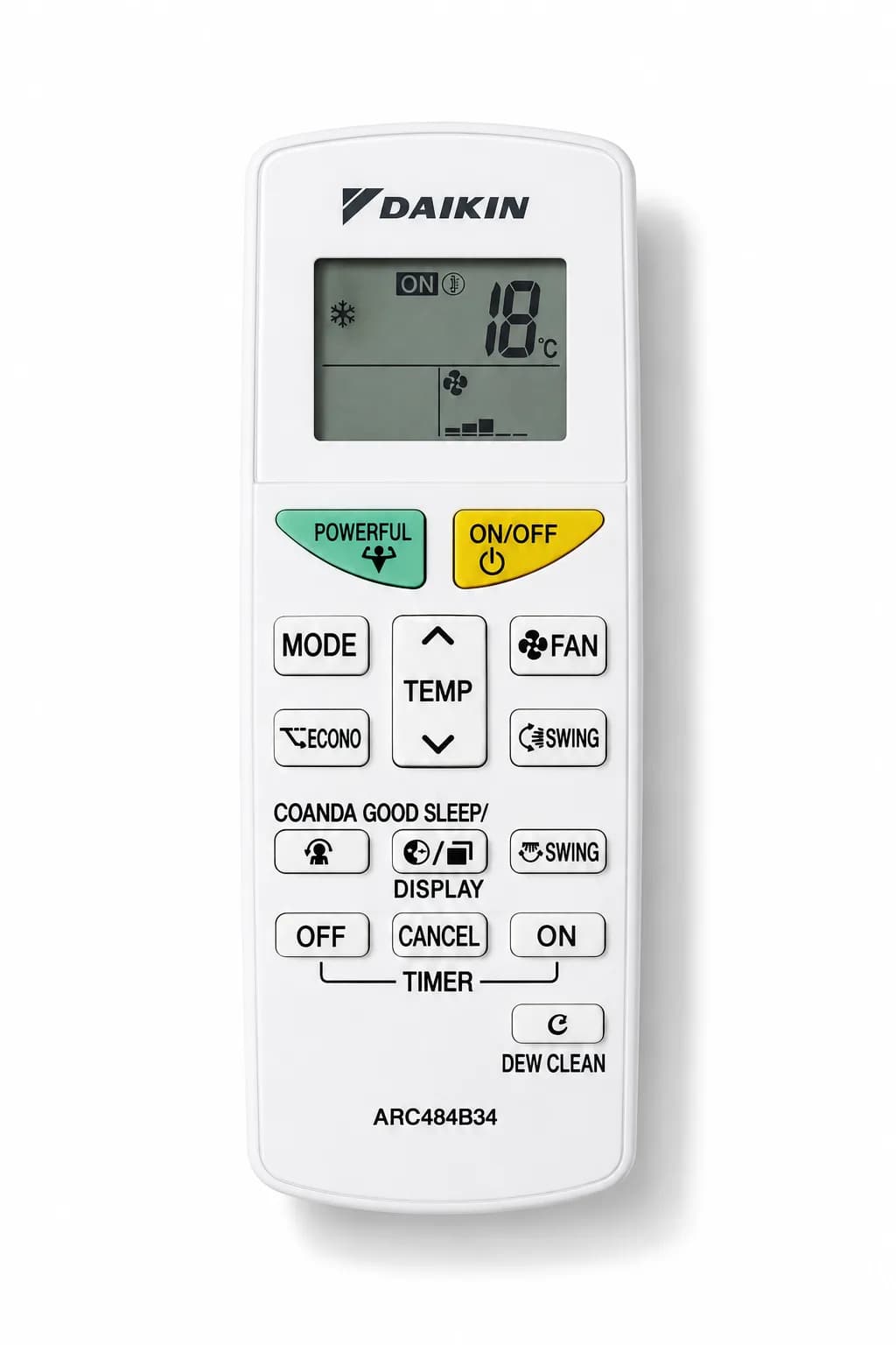 100% Genuine Original AC Remote Suitable for Daikin Split Air Conditioners ( Hot And Cold Model ) 2 Year Warranty