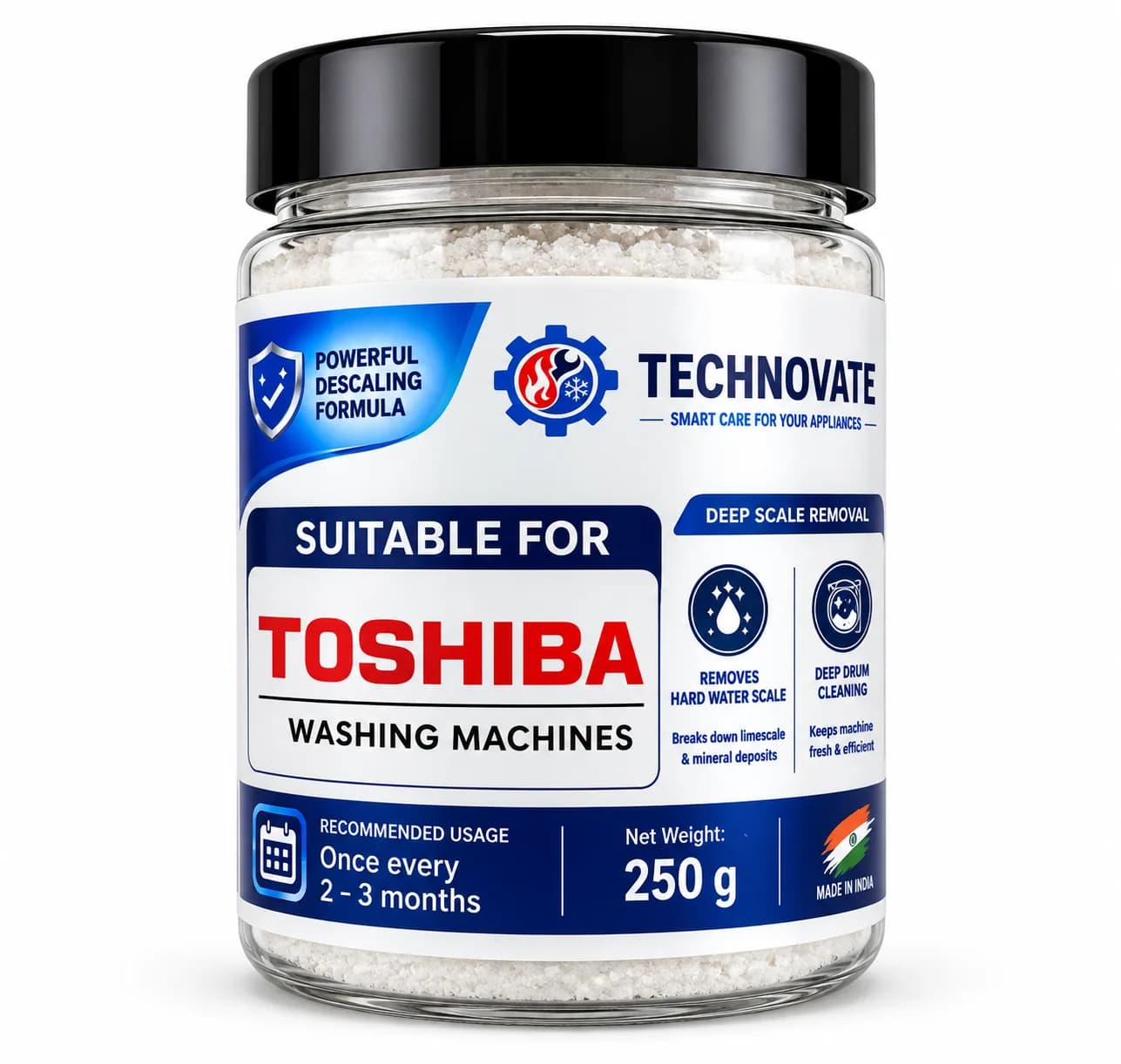 Washing Machine Descaling Powder Suitable for Toshiba Front Load & Top Load Washing Machines, Hard Water Scale Remover, 
