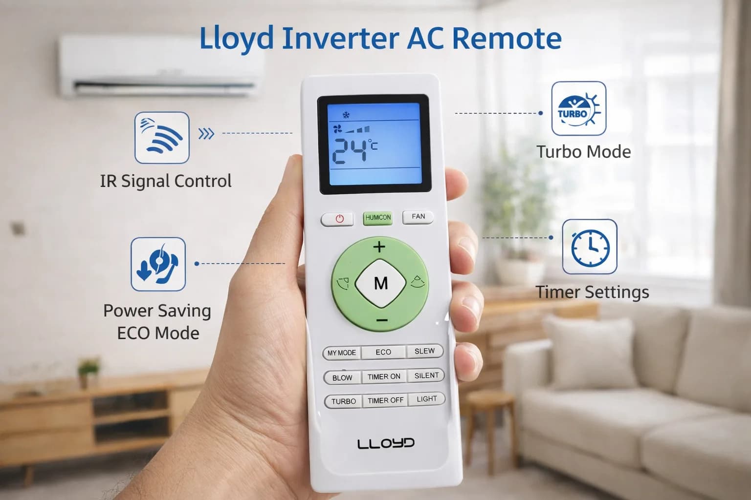 Inverter AC Remote Suitable for Lloyd Split AC (100% Original Genuine Remote)