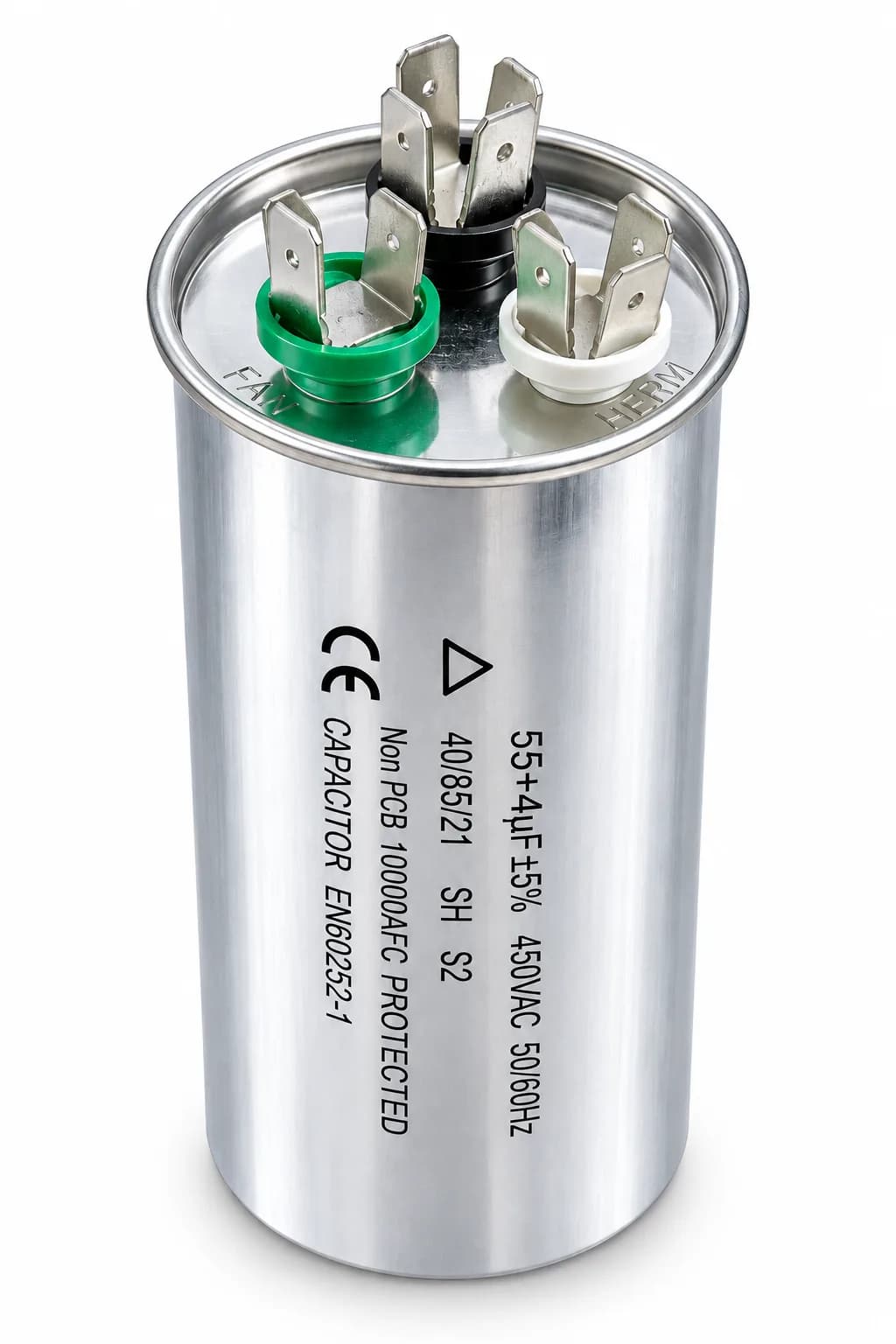 55+4 MFD Dual Run Capacitor for Air Conditioner Compressor & Fan Motor 440VAC Heavy Duty AC Capacitor Suitable for Split & Window AC