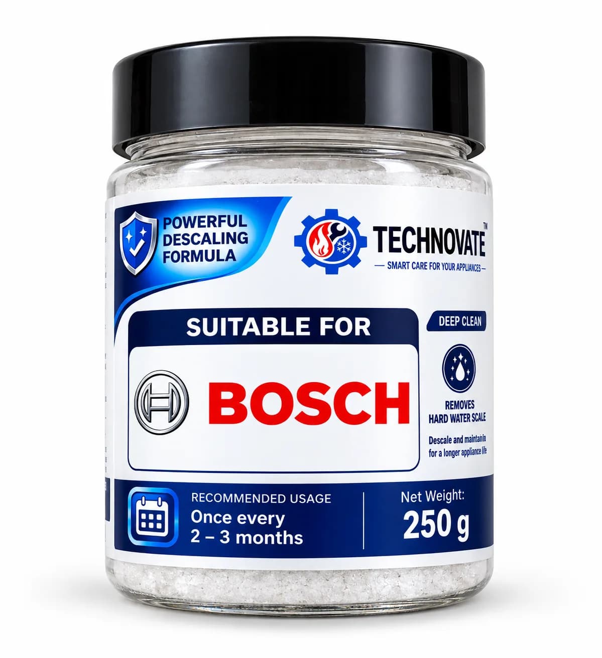 Washing Machine Descaling Powder 250g for Bosch Front Load & Top Load Washing Machines Hard Water Scale Remover, Deep Dr