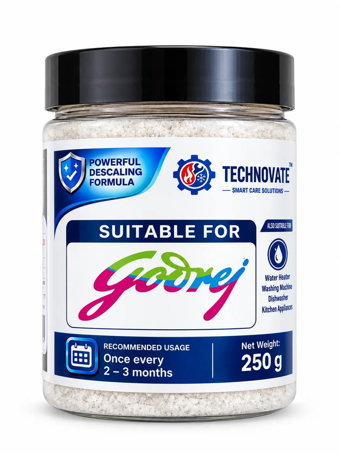 Washing Machine Descaling Powder 250g Suitable for Godrej Front Load & Top Load Washing Machines Drum Cleaner for Hard W