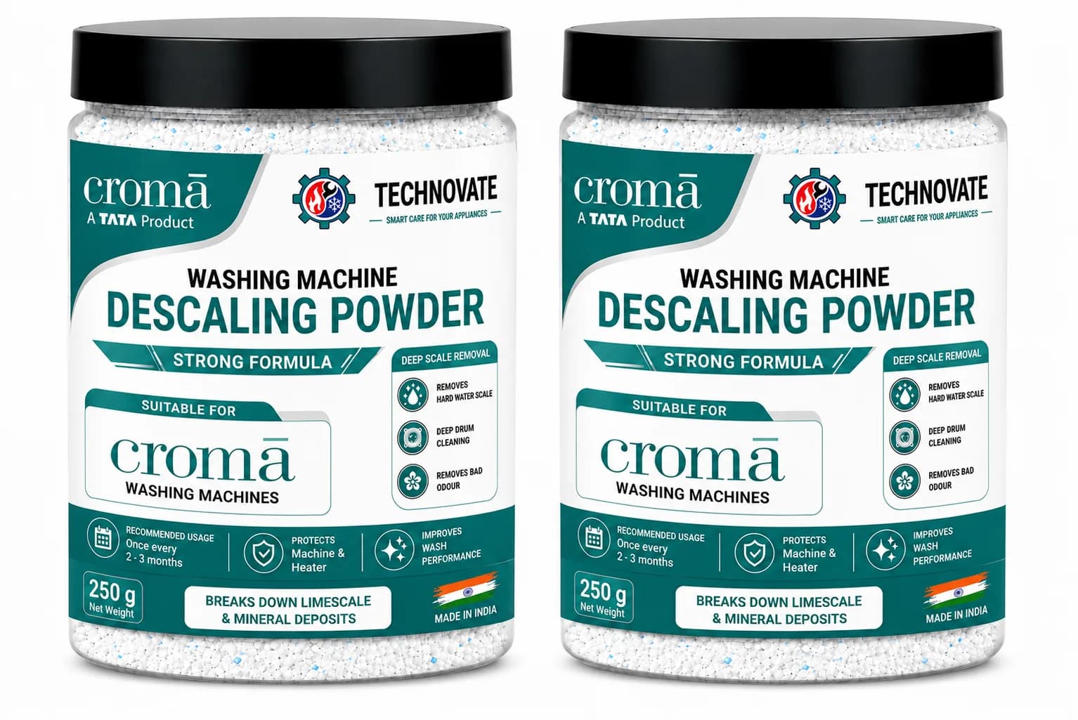 Washing Machine Descaling Powder 500g (Pack of 2 x 250g) | Suitable for Croma Washing Machines | Hard Water Scale & Lime