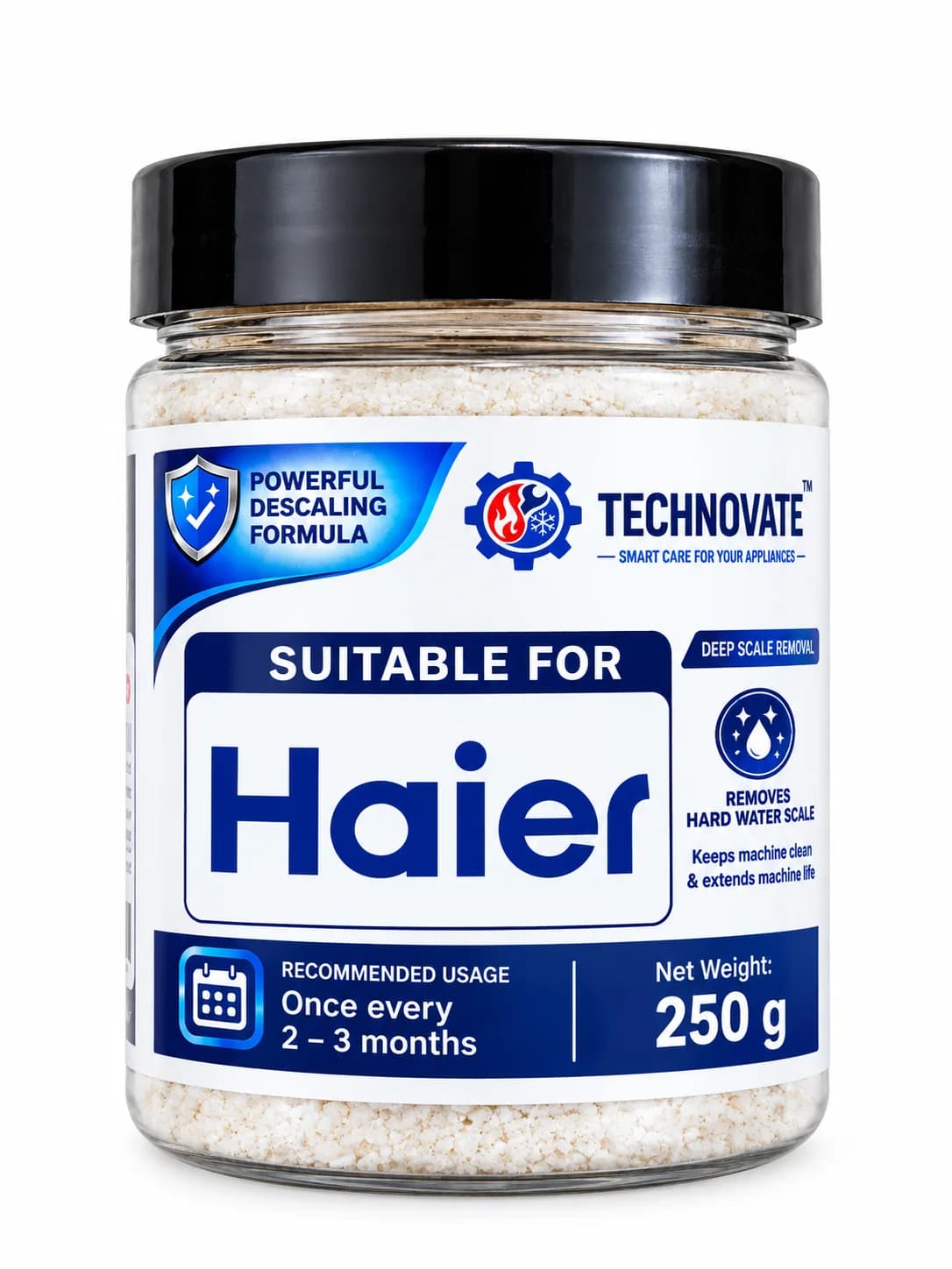 Washing Machine Descaling Powder 250g for Haier Front Load & Top Load Washing Machines Drum Cleaner, Hard Water Scale Re