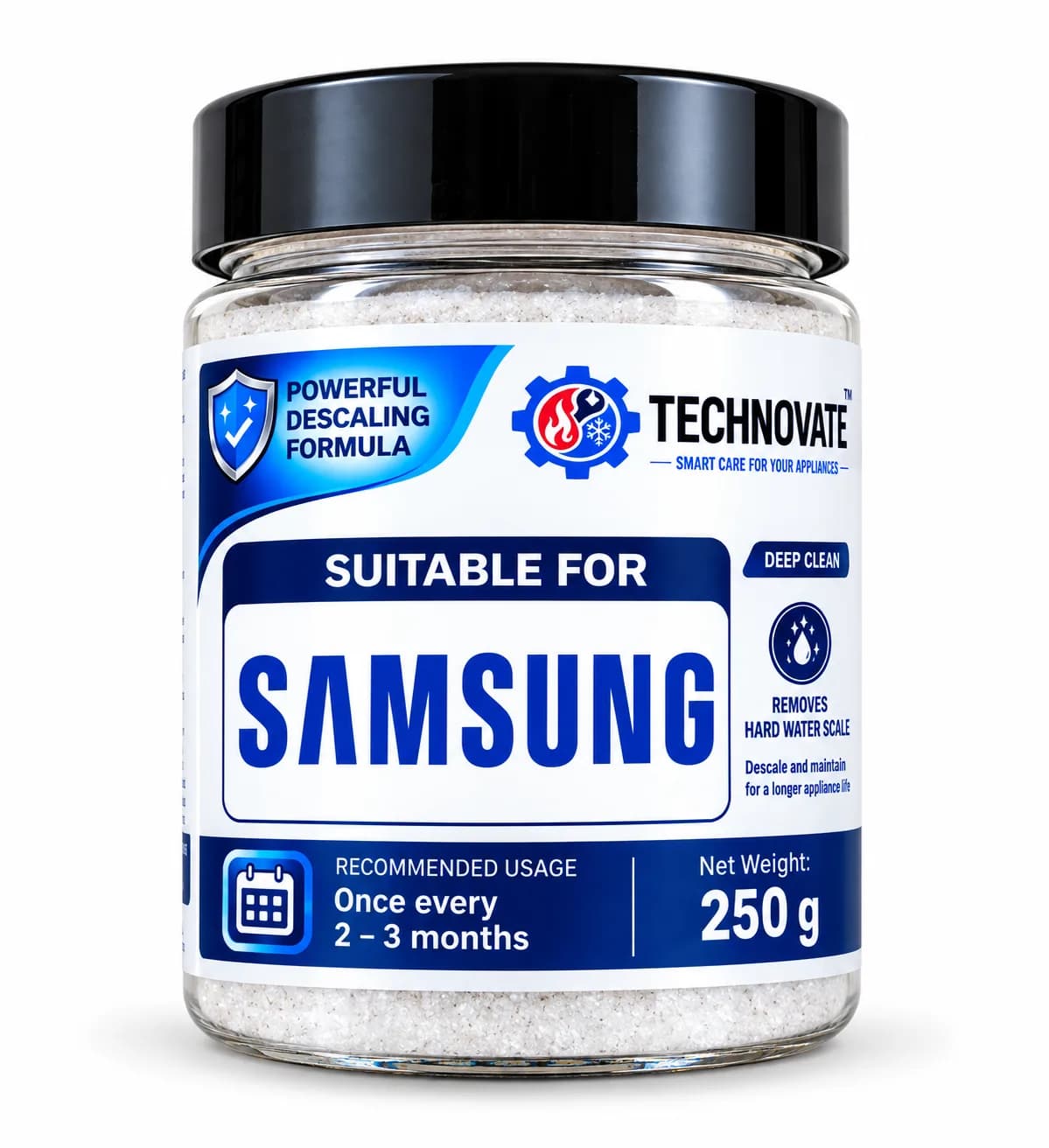 Washing Machine Descaling Powder 250g for Samsung Front Load & Top Load Washing Machines | Drum Cleaner, Hard Water Scal
