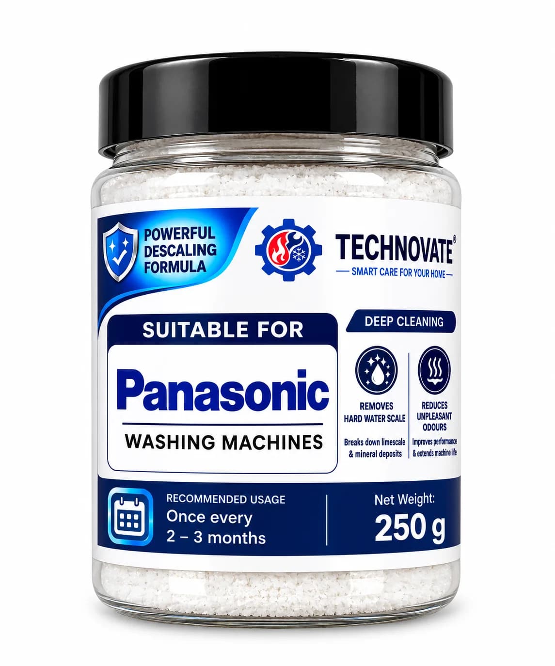 Washing Machine Descaling Powder 250g for Panasonic Fully Automatic Washing Machines Removes Hard Water Scale, Limescale