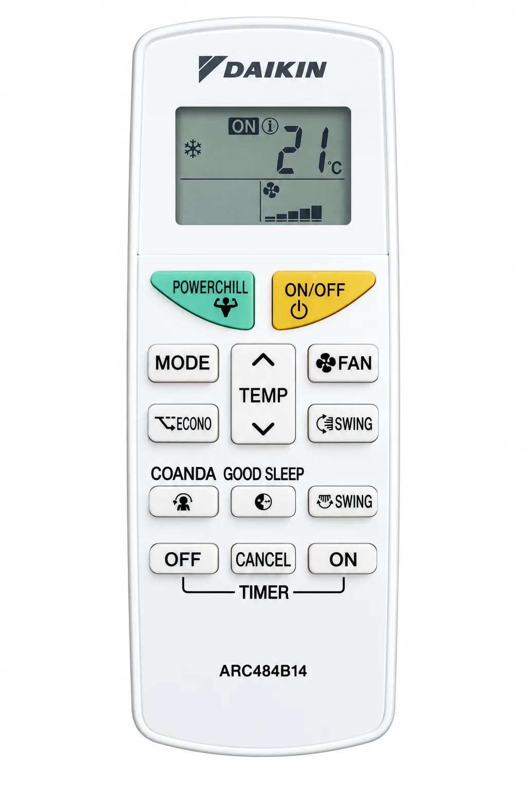 Genuine Remote Suitable for Daikin Split AC Inverter & Non-Inverter Original AC Remote Control ARC484B14 Backlit Display