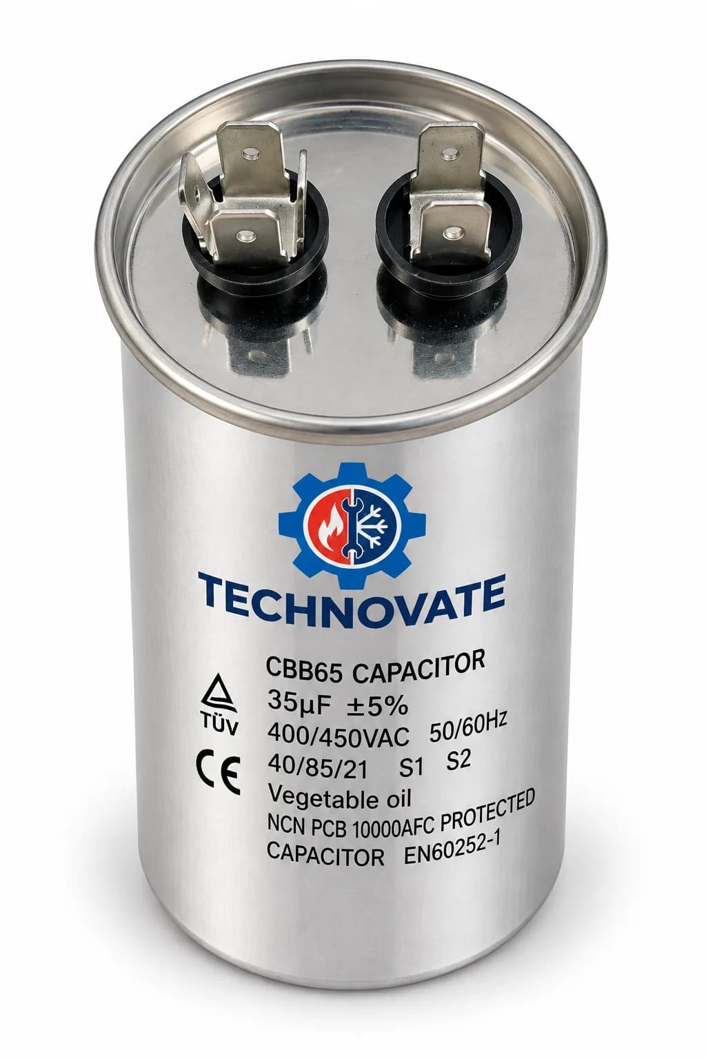 Technovate 35 MFD AC Compressor Capacitor Heavy Duty AC Start Run Capacitor for Split AC Outdoor Unit 35µF ±5% 50/60Hz