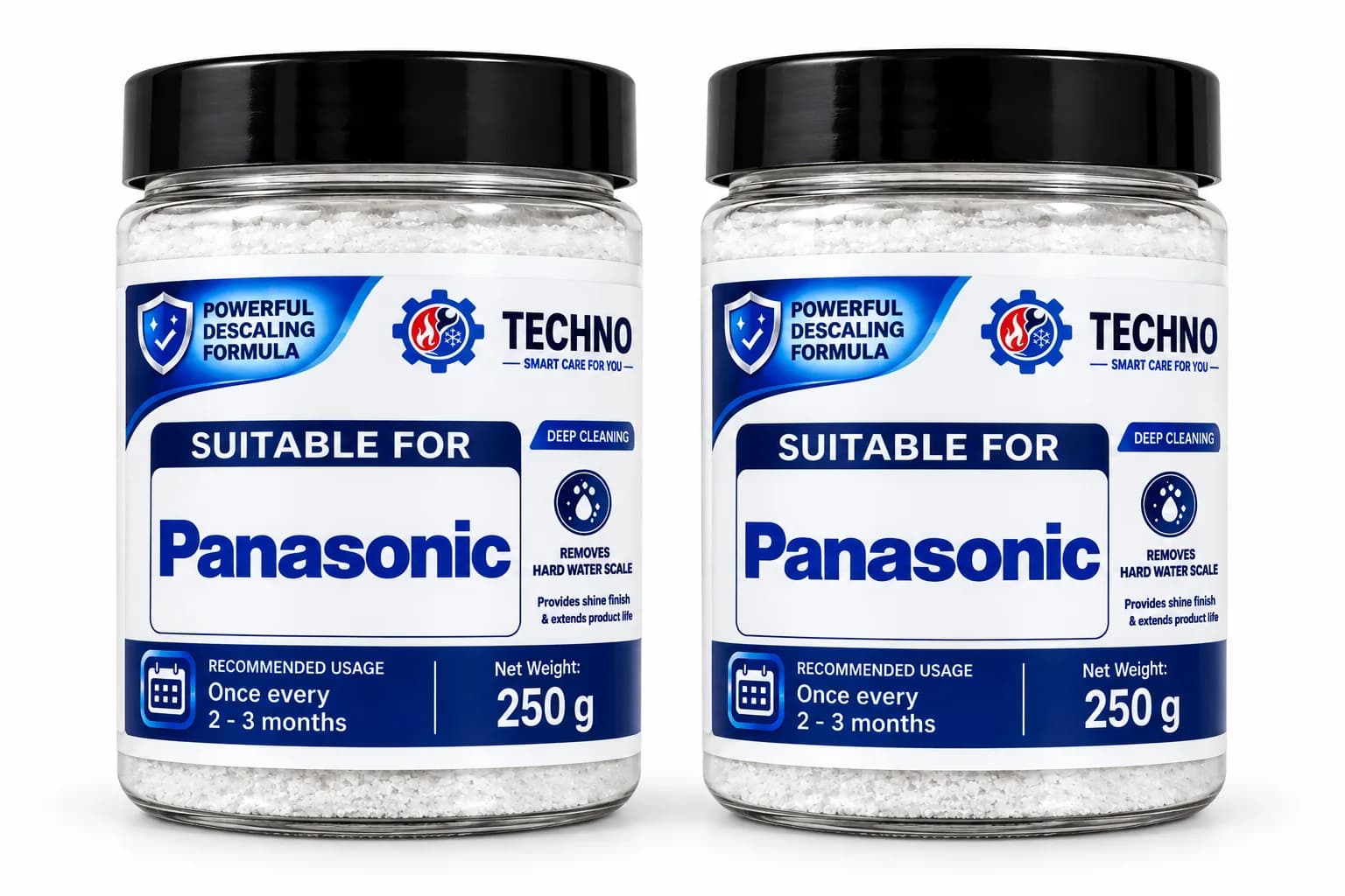 Washing Machine Descaling Powder Pack of 2 (250g Each, 500g Total), Suitable for Panasonic Front Load & Top Load Washing