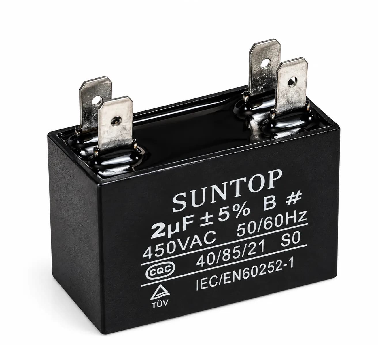 Technovate 2 MFD Fan Capacitor 450VAC ±5% AC Fan Motor Capacitor for Split AC & Window AC 2 µF 50/60Hz Indoor & Outdoor 