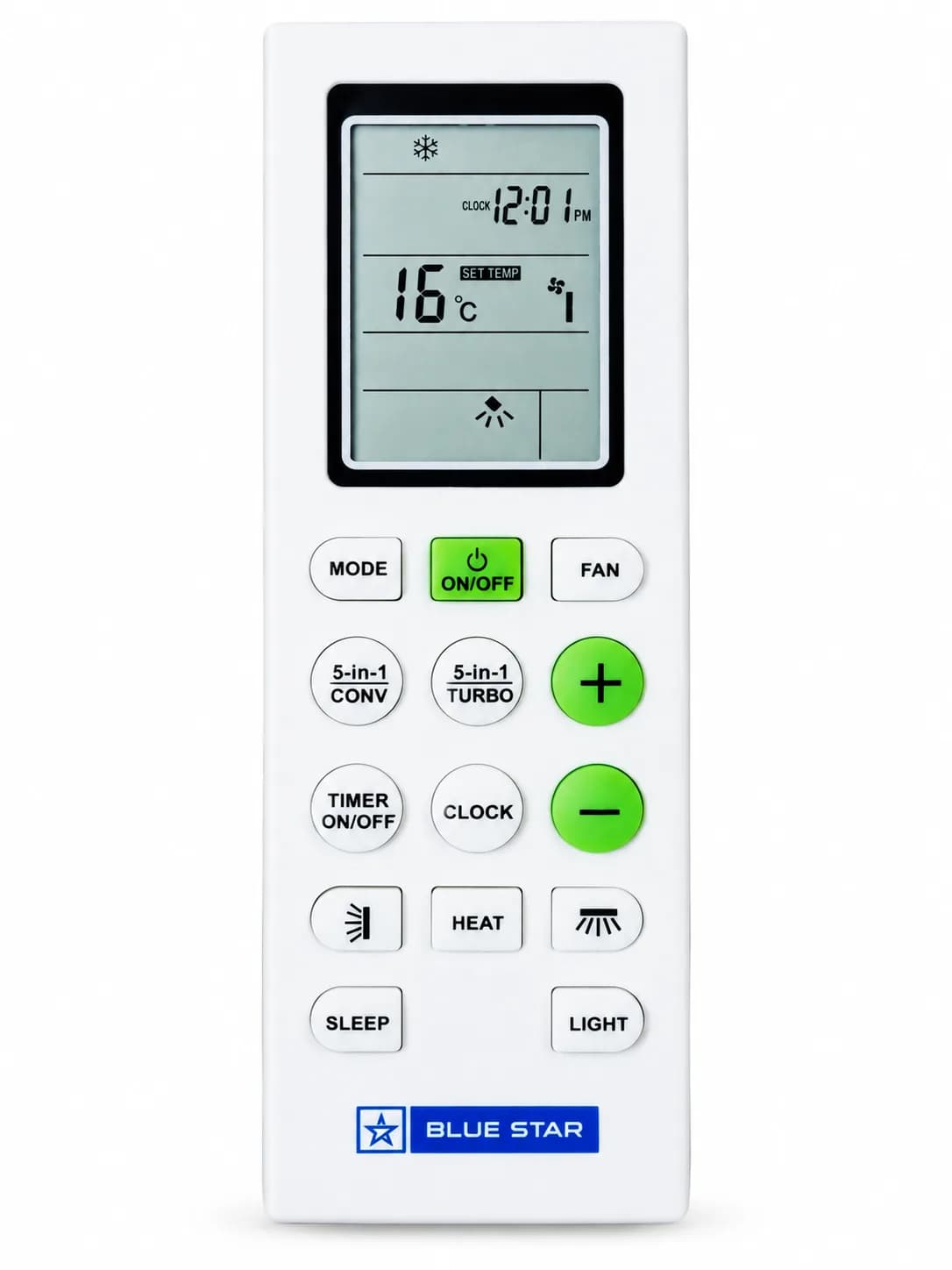 Original AC Remote Suitable for Blue Star Split AC Hot & Cold / Cooling & Heating Remote / 5-in-1 Cooling & Turbo Fan, S