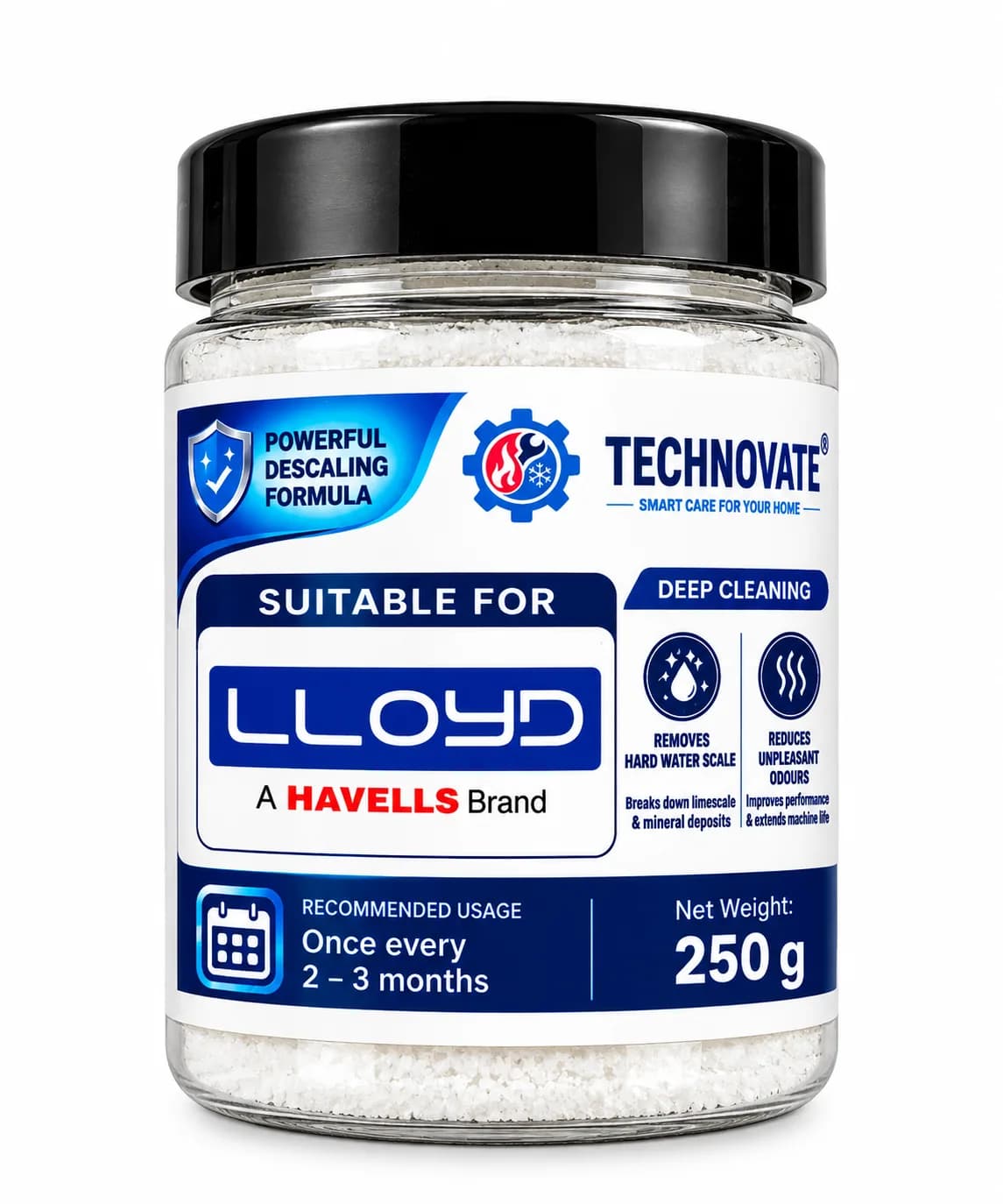 Washing Machine Descaling Powder 250g for LLOYD Front Load & Top Load Washing Machines Hard Water Scale, Limescale & Min
