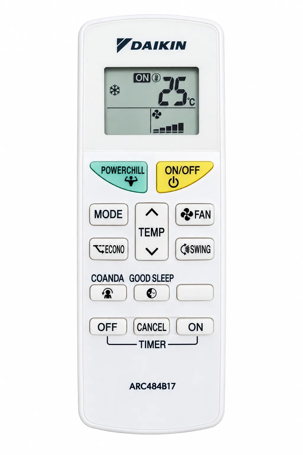 Original AC Remote Control ARC484B17 Genuine Remote Suitable for Daikin Split & Inverter Split AC Cool, Dry, Fan, Auto, 