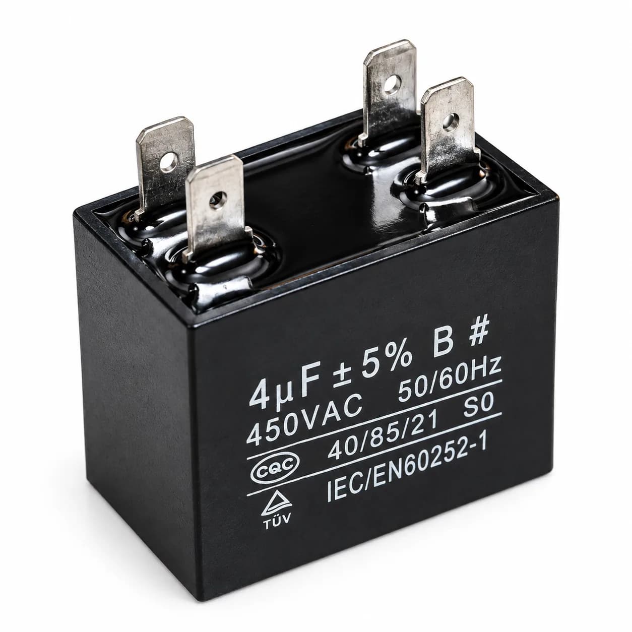 4 MFD AC Fan Motor Capacitor 450VAC ±5% Split AC Outdoor Unit Fan Motor Capacitor 4 µF 50/60Hz High Quality AC Condenser