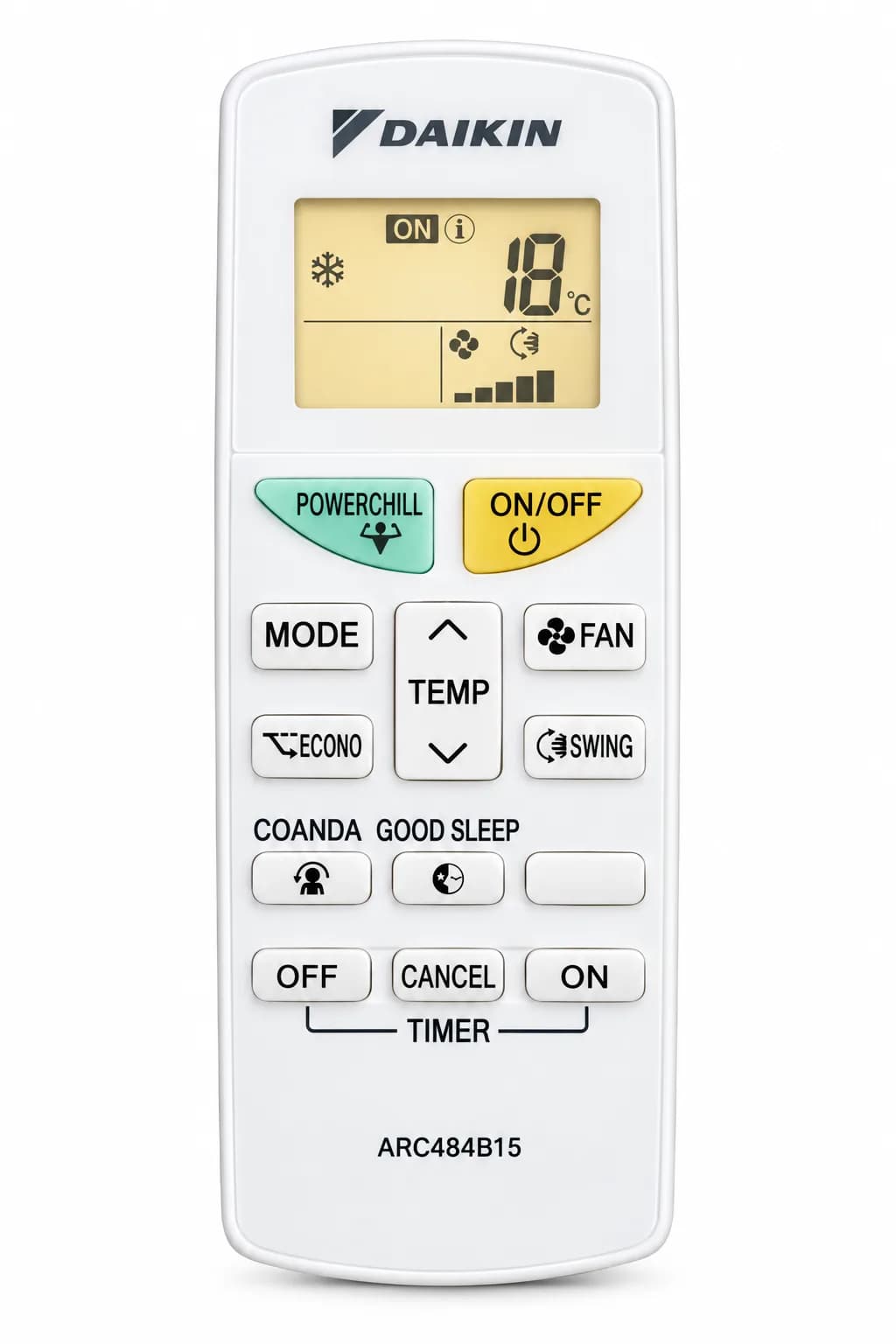 Original Split AC Remote Control ARC484B15 Genuine Remote Suitable for Daikin Split AC Cooling, Fan, Swing, ECONO, Sleep