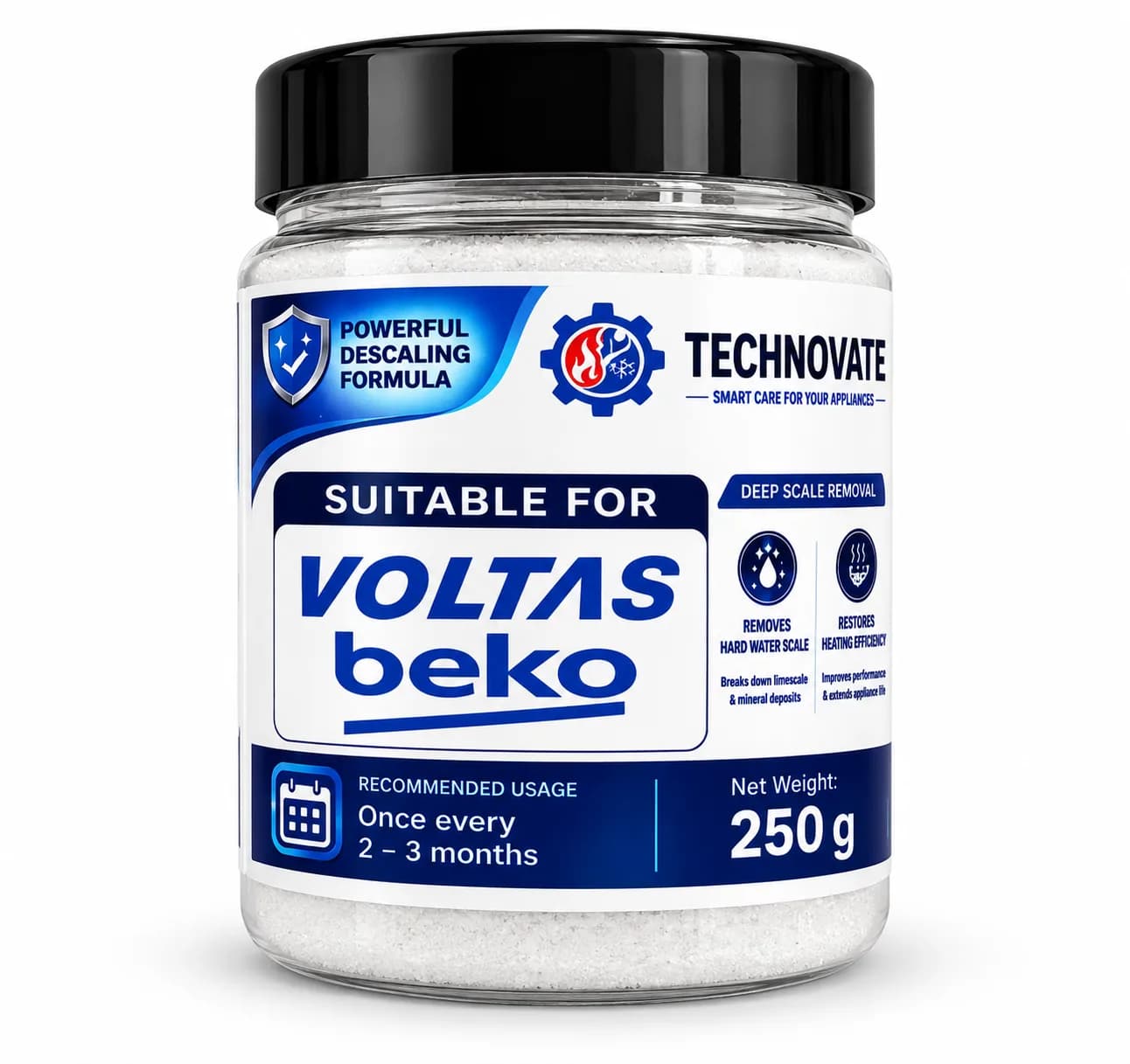 Washing Machine Descaling Powder 250g Deep Cleaning & Hard Water Scale Remover Helps Remove Limescale, Mineral Deposits 