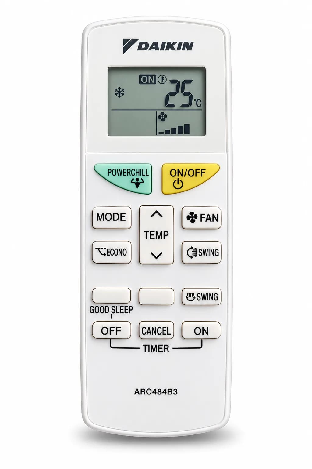 Original AC Remote Control Genuine Remote Suitable for Daikin Split AC Temperature, Fan Speed, Swing, ECONO, Power Chill