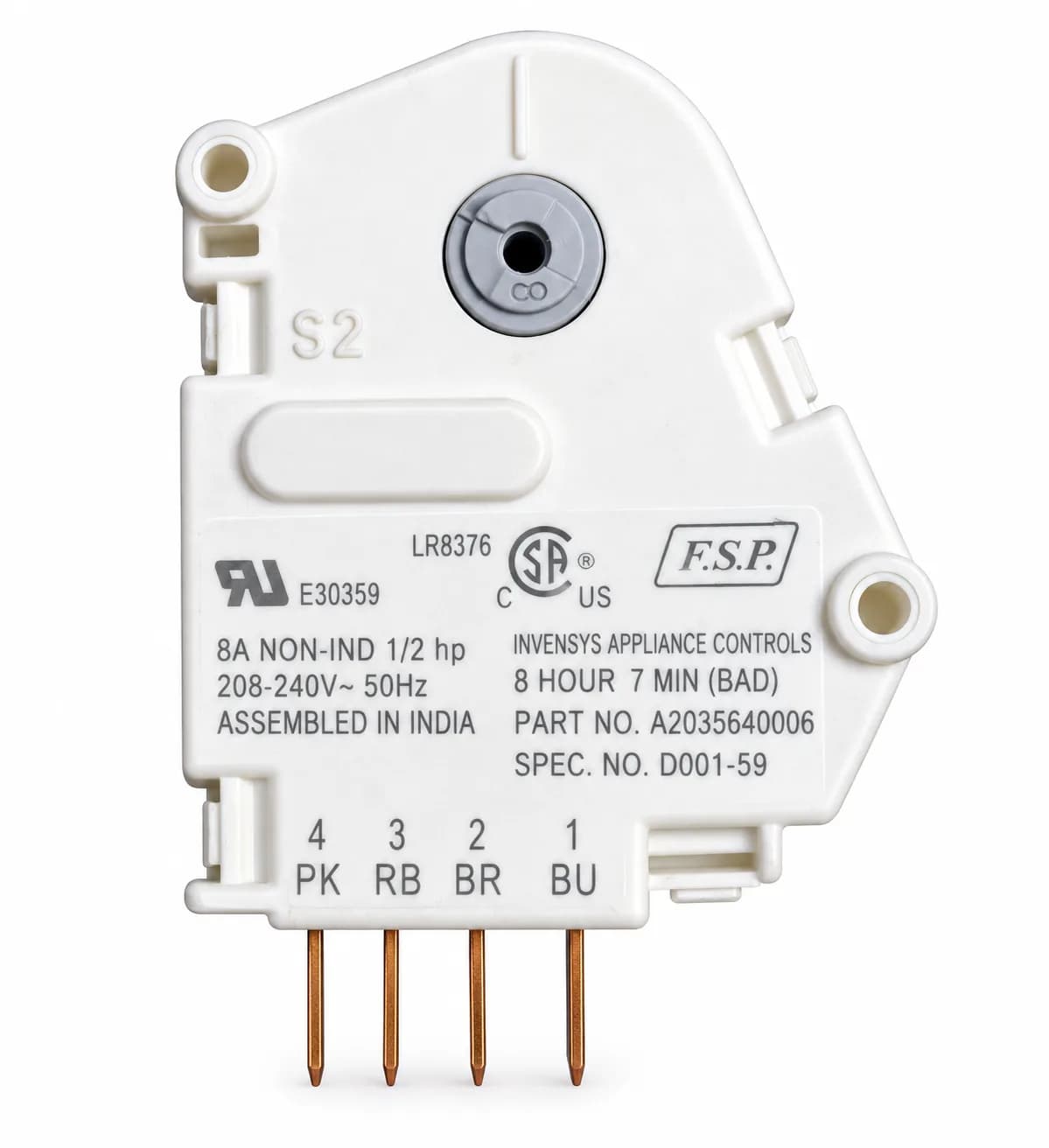 Refrigerator Defrost Timer Compatible with Whirlpool Refrigerators 8 Hour 7 Minute 4 Pin  Defrost Timer Switch Frost Fre