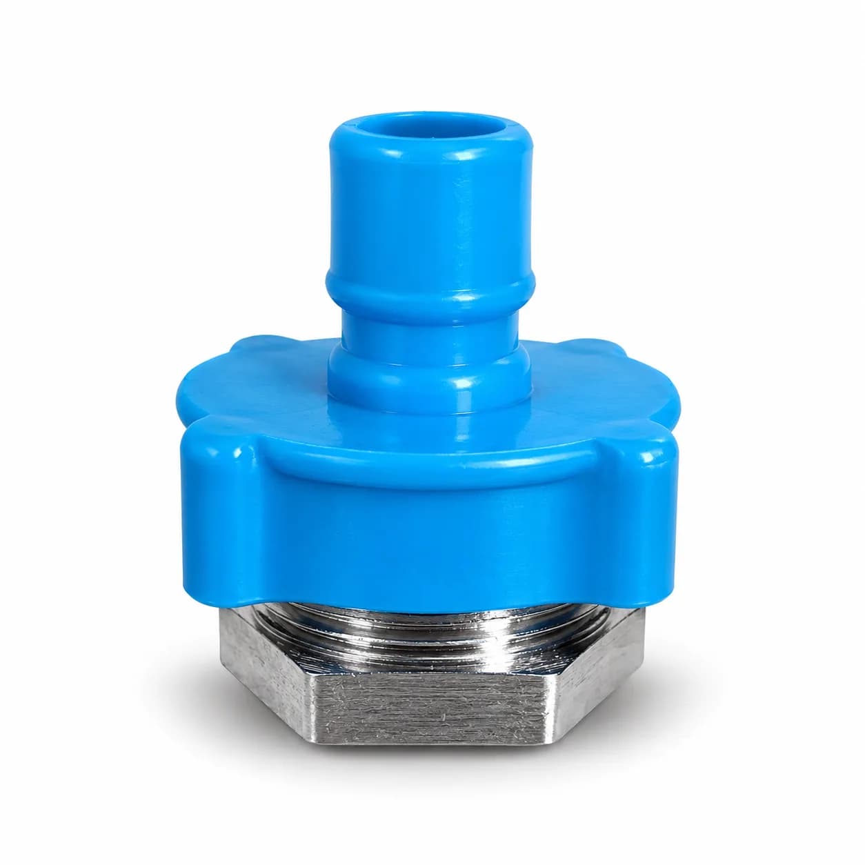 Washing Machine Inlet Adapter Heavy Duty Blue Plastic Connector with Metal Threaded Fitting and Rubber Washer Suitable f