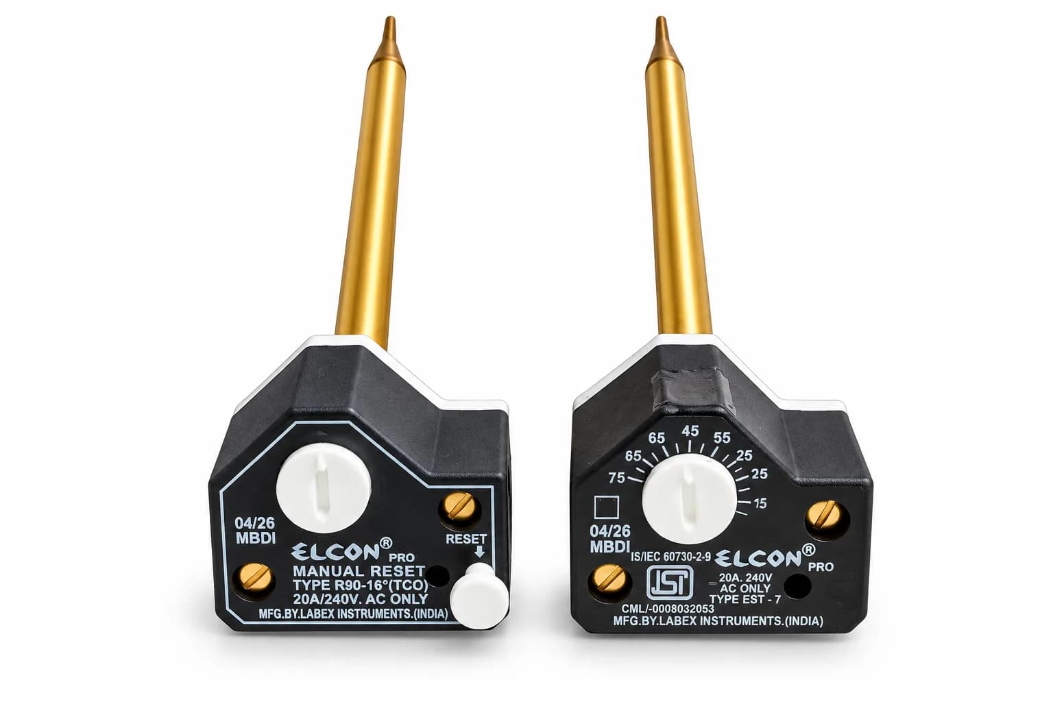 Geyser Thermostat and Cut Out 7" Inch Dipping Length (Set of 2 Pcs) Used in 1 to 6 Liter Geyser (Match and Buy) Geyser T